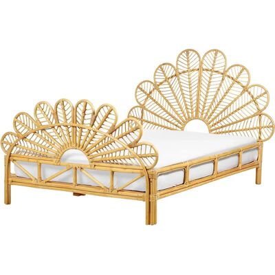 Beliani Vaalea puu rattan pavohierodeksi - Boho tyyli Beliani Vaalea puu rattan pavohierodeksi - Boho tyyli