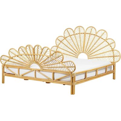 Beliani FLORENTINE Sänky - Rattan Vaalea Puu - Super King Beliani FLORENTINE Sänky - Rattan Vaalea Puu - Super King