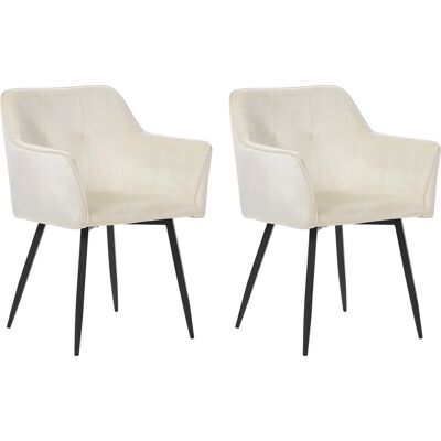 Beliani Set von 2 Esszimmerstühlen Samt Creme Beiget Sitz - Esszimmerstuhl Set Beliani Set von 2 Esszimmerstühlen Samt Creme Beiget Sitz - Esszimmerstuhl Set