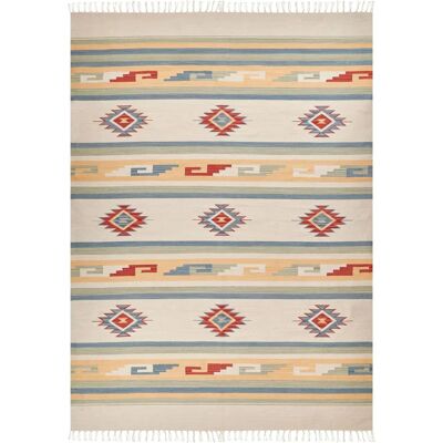 Alfombra Kilim de Algodón Beliani - Patrón Geométrico Multicolor - 140x200cm Alfombra Kilim de Algodón Beliani - Patrón Geométrico Multicolor - 140x200cm