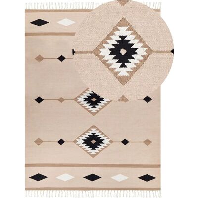 Alfombra Kilim Beliani - Algodón Multicolor 160x230cm - Reversible Alfombra Kilim Beliani - Algodón Multicolor 160x230cm - Reversible