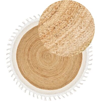 Beliani Natural Jute Round Rug - Boho Rustic 140cm Area Rug Beliani Natural Jute Round Rug - Boho Rustic 140cm Area Rug