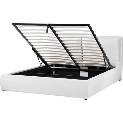Beliani King Size Ottoman Bed Off-White Velvet - Sänky säilytystilalla Beliani King Size Ottoman Bed Off-White Velvet - Sänky säilytystilalla