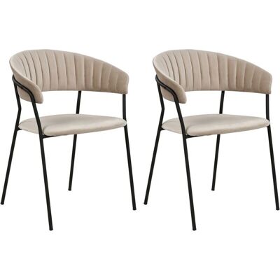 Beliani Set aus 2 Taupe Samtstühle - Esszimmerstühle Beliani Set aus 2 Taupe Samtstühle - Esszimmerstühle
