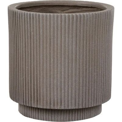 Beliani Maceta DARIA - 30cm Taupe Ribete Vertical Exterior Beliani Maceta DARIA - 30cm Taupe Ribete Vertical Exterior