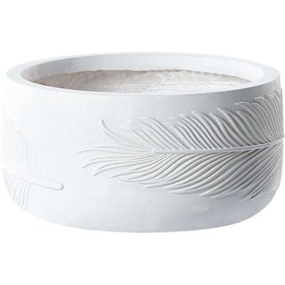 Beliani Valkoinen kasvilaatikko 25x25x14cm - Pyöreä UV-kestävä lehtikuvio puutarhakoriste Beliani Valkoinen kasvilaatikko 25x25x14cm - Pyöreä UV-kestävä lehtikuvio puutarhakoriste