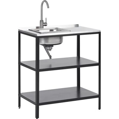 Beliani Cocina Exterior con Fregadero - Estación de Cocina Compacta en Acero Inoxidable Beliani Cocina Exterior con Fregadero - Estación de Cocina Compacta en Acero Inoxidable