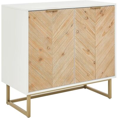 Beliani Blanc y Madera Clara MDF Aparador Escandinavo - Solución de Almacenamiento Beliani Blanc y Madera Clara MDF Aparador Escandinavo - Solución de Almacenamiento