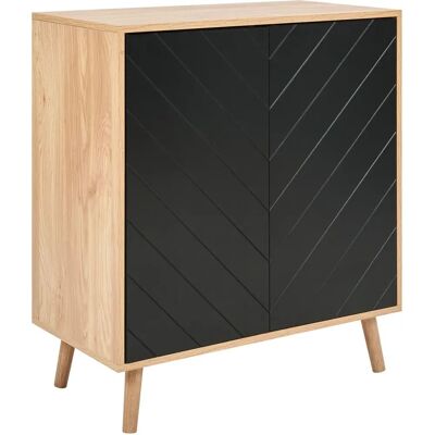 Aparador Beliani BRISTOW - 84cm Madera clara y negra Estilo escandinavo Aparador Beliani BRISTOW - 84cm Madera clara y negra Estilo escandinavo
