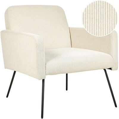 Sillón Beliani NARKEN Crema - Estilo Retro Asiento Profundo Sillón Beliani NARKEN Crema - Estilo Retro Asiento Profundo