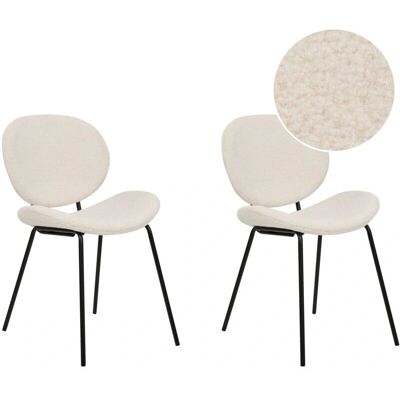 Chaises de salle à manger blanches Bouclé Beliani Ensemble de 2 - Chaises de salle à manger - Publicité Chaises de salle à manger blanches Bouclé Beliani Ensemble de 2 - Chaises de salle à manger - Publicité
