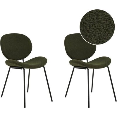Ensemble de 2 chaises en boucle vert foncé Beliani - Publicité Ensemble de 2 chaises en boucle vert foncé Beliani - Publicité