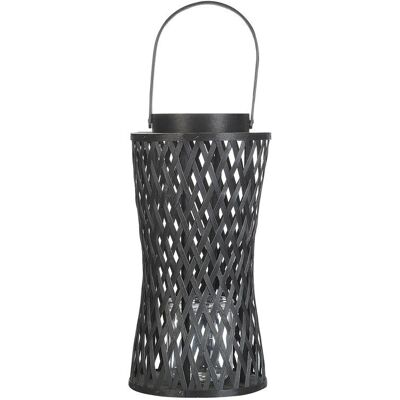 Beliani Kerzenlaterne Schwarz Bambus Holz 38 cm mit Glas Kerzenhalter - Kerzenlaterne Beliani Kerzenlaterne Schwarz Bambus Holz 38 cm mit Glas Kerzenhalter - Kerzenlaterne