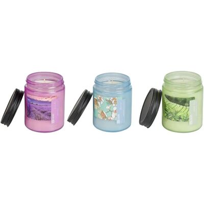 Beliani - Setti 3 tuoksukynttilää - Valkoinen, Laventeli, Jasmin - Kynttilät Beliani - Setti 3 tuoksukynttilää - Valkoinen, Laventeli, Jasmin - Kynttilät