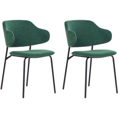 Beliani Chaises de salle à manger en tissu vert foncé Ensemble de 2 - Publicité Beliani Chaises de salle à manger en tissu vert foncé Ensemble de 2 - Publicité
