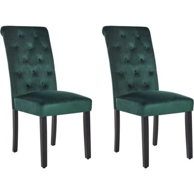 Beliani - Chaises de salle à manger en velours vert - 2 pièces - Publicité Beliani - Chaises de salle à manger en velours vert - 2 pièces - Publicité