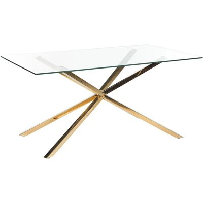 Table à manger rectangulaire en verre trempé doré - Beliani - Publicité Table à manger rectangulaire en verre trempé doré - Beliani - Publicité