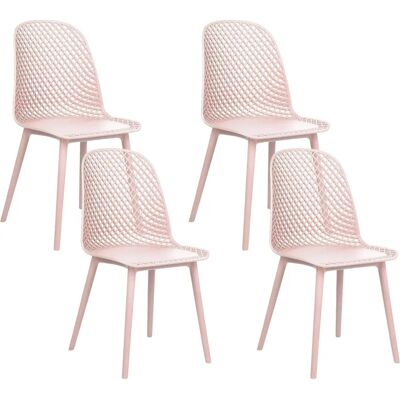 Beliani Set aus 4 Esszimmerstühlen Pastell Pink - Esszimmerstühle Beliani Set aus 4 Esszimmerstühlen Pastell Pink - Esszimmerstühle