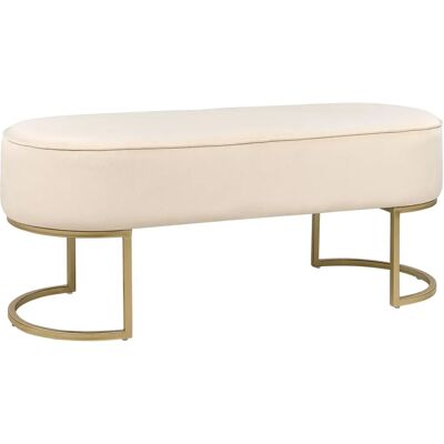 Banquette en Velours Crème Beliani - Avec Pieds en Métal Doré - Publicité Banquette en Velours Crème Beliani - Avec Pieds en Métal Doré - Publicité