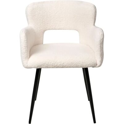 Ensemble de 2 chaises de salle à manger blanches en bouclé avec accoudoirs - Chaises de salle à manger - Publicité Ensemble de 2 chaises de salle à manger blanches en bouclé avec accoudoirs - Chaises de salle à manger - Publicité