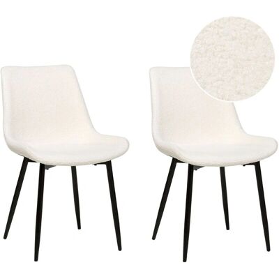 Beliani Ensemble de chaises de salle à manger blanches en bouclé - Design moderne - Publicité Beliani Ensemble de chaises de salle à manger blanches en bouclé - Design moderne - Publicité