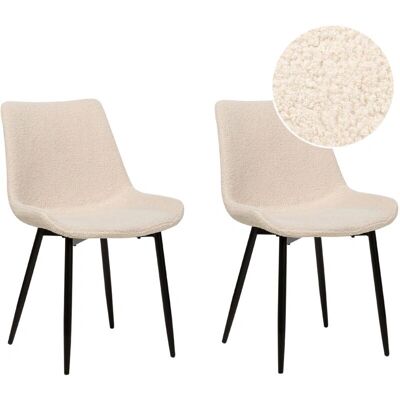 Beliani Set aus 2 Beigen Bouclé-Stühlen - Esszimmerstühle Beliani Set aus 2 Beigen Bouclé-Stühlen - Esszimmerstühle
