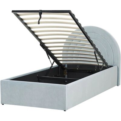 Beliani Sänky Vaaleansininen Sametti EU Yksiön Koko Retro Design Ottoman Varastotila Puolikuun Muotoinen Pääpääty - Sänky Beliani Sänky Vaaleansininen Sametti EU Yksiön Koko Retro Design Ottoman Varastotila Puolikuun Muotoinen Pääpääty - Sänky