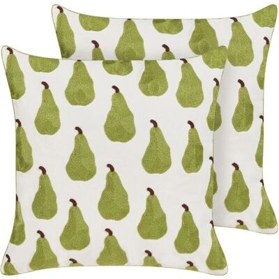 Beliani Ensemble de 2 Coussins Motif Poire 45 x 45 cm Blanc et Vert - Coussins - Publicité Beliani Ensemble de 2 Coussins Motif Poire 45 x 45 cm Blanc et Vert - Coussins - Publicité