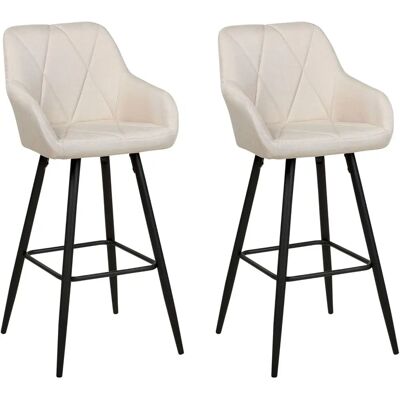 Beliani - Conjunto de 2 Sillas de Bar de Tela Beige Claro Beliani - Conjunto de 2 Sillas de Bar de Tela Beige Claro