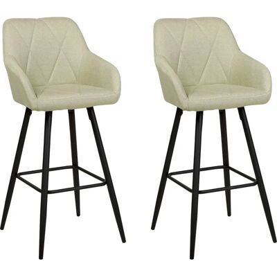 Beliani Ensemble de 2 chaises de bar en tissu vert clair - Chaises de bar - Publicité Beliani Ensemble de 2 chaises de bar en tissu vert clair - Chaises de bar - Publicité