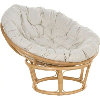 Chaise Beliani Rotin Naturel Beige Clair Cushions en Coton - Mobilier d'Intérieur Extérieur - Publicité Chaise Beliani Rotin Naturel Beige Clair Cushions en Coton - Mobilier d'Intérieur Extérieur - Publicité