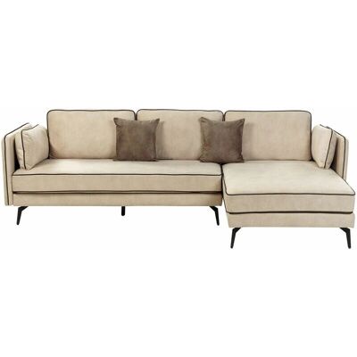 Canapé d'angle Beliani ALTAN - Velours Beige, Passepoil Noir, Pieds en Métal - Canapé d'angle - Publicité Canapé d'angle Beliani ALTAN - Velours Beige, Passepoil Noir, Pieds en Métal - Canapé d'angle - Publicité