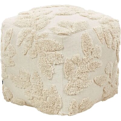Puff en algodón beige 45x45x45cm - Beliani Puff en algodón beige 45x45x45cm - Beliani