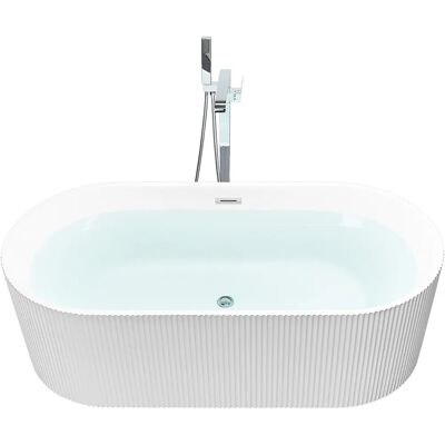 Baignoire autoportante blanche en acrylique - Style moderne salle de bain - Publicité Baignoire autoportante blanche en acrylique - Style moderne salle de bain - Publicité