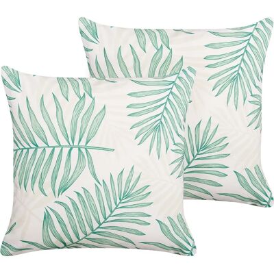 Beliani Puutarhan Tyynyt - Set 2 Palmu Lehti Kuviolla 45x45cm Beliani Puutarhan Tyynyt - Set 2 Palmu Lehti Kuviolla 45x45cm