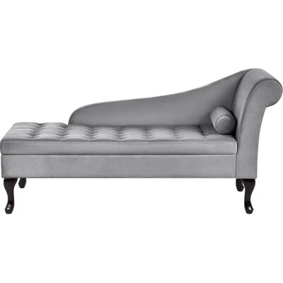 Beliani Oikea Sivupeletti Harmaa Sametti - Chaise Lounge Beliani Oikea Sivupeletti Harmaa Sametti - Chaise Lounge