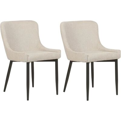 Beliani Set aus 2 Esszimmerstühlen - Modernes Beige Stoffdesign Beliani Set aus 2 Esszimmerstühlen - Modernes Beige Stoffdesign