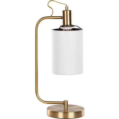 Beliani - Kupferner Metalltischlampe mit Leinenschirm - 46cm - Modern Industriell Beliani - Kupferner Metalltischlampe mit Leinenschirm - 46cm - Modern Industriell