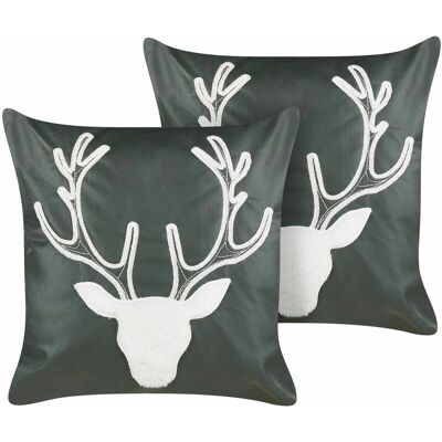 Ensemble de Coussins de Noël en Velours avec Renne - 45x45 cm - Publicité Ensemble de Coussins de Noël en Velours avec Renne - 45x45 cm - Publicité