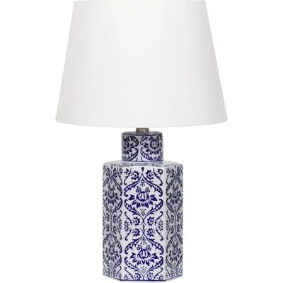 Beliani Weiße und Blaue Porzellan Nachttischlampe - Tischlampe Beliani Weiße und Blaue Porzellan Nachttischlampe - Tischlampe
