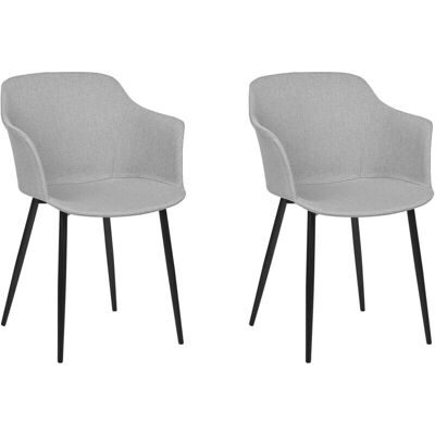 Beliani Ensemble de 2 Chaises de Salle à Manger en Tissu Gris Clair - Chaises de salle à manger - Publicité Beliani Ensemble de 2 Chaises de Salle à Manger en Tissu Gris Clair - Chaises de salle à manger - Publicité