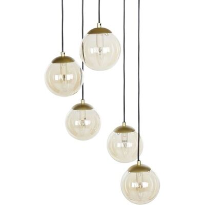 Lámpara colgante Beliani Vidrio Ahumado 5 Luces Modernas Lámpara colgante Beliani Vidrio Ahumado 5 Luces Modernas