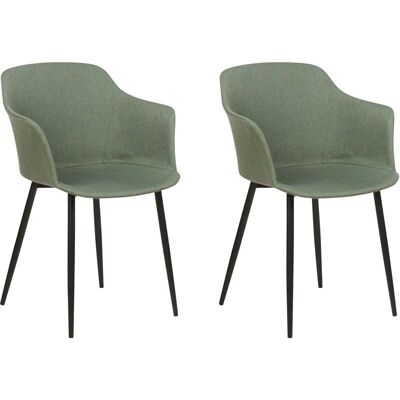 Beliani - Ensemble de 2 chaises en tissu vert foncé - Mobilier de salle à manger - Publicité Beliani - Ensemble de 2 chaises en tissu vert foncé - Mobilier de salle à manger - Publicité