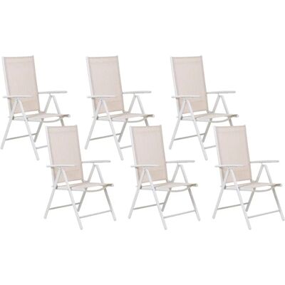 Beliani Gartensessel-Set - 6 Beige Textil Aluminium Klappbar Modern Beliani Gartensessel-Set - 6 Beige Textil Aluminium Klappbar Modern
