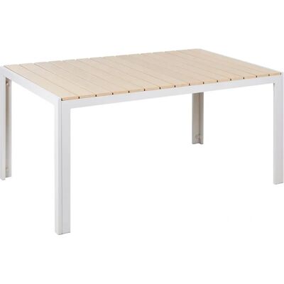 Table de Jardin Beliani Bois Clair Cadre en Aluminium Blanc - Table de Jardin - Publicité Table de Jardin Beliani Bois Clair Cadre en Aluminium Blanc - Table de Jardin - Publicité