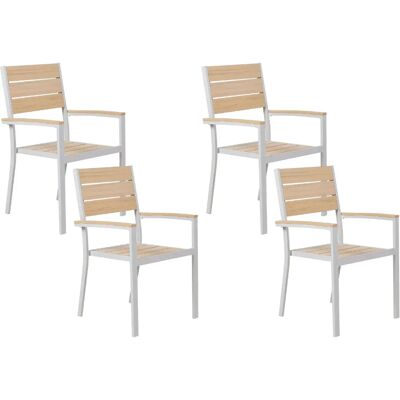 Beliani 4er Gartenstuhl-Set - Modernes Beige Technikholz Beliani 4er Gartenstuhl-Set - Modernes Beige Technikholz