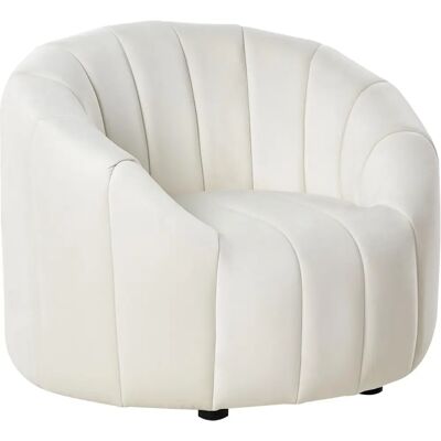 Sillón de Terciopelo Beliani - Blanco Sucio Asiento Profundo Retro Sillón de Terciopelo Beliani - Blanco Sucio Asiento Profundo Retro