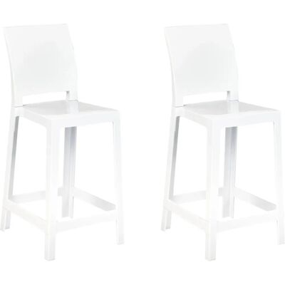 Beliani Ensemble de 2 Tabourets de Bar en Polycarbonate Blanc - Tabouret de Bar - Publicité Beliani Ensemble de 2 Tabourets de Bar en Polycarbonate Blanc - Tabouret de Bar - Publicité