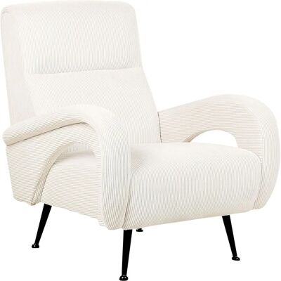 Sillón Beliani Crema SVALOV - Sillón, Respaldo Bajo, Pana, Estilo Retro Sillón Beliani Crema SVALOV - Sillón, Respaldo Bajo, Pana, Estilo Retro
