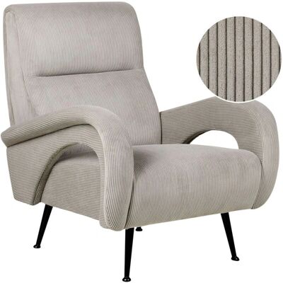 Sillón Beliani Gris - Estilo Retro Respaldo Bajo Tapizado Sillón Beliani Gris - Estilo Retro Respaldo Bajo Tapizado